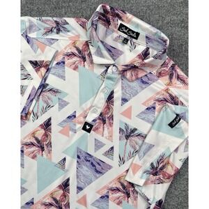 Bad Birdie Cali Shirt Men's L Golf Polo Palm Trees Short Sleeve